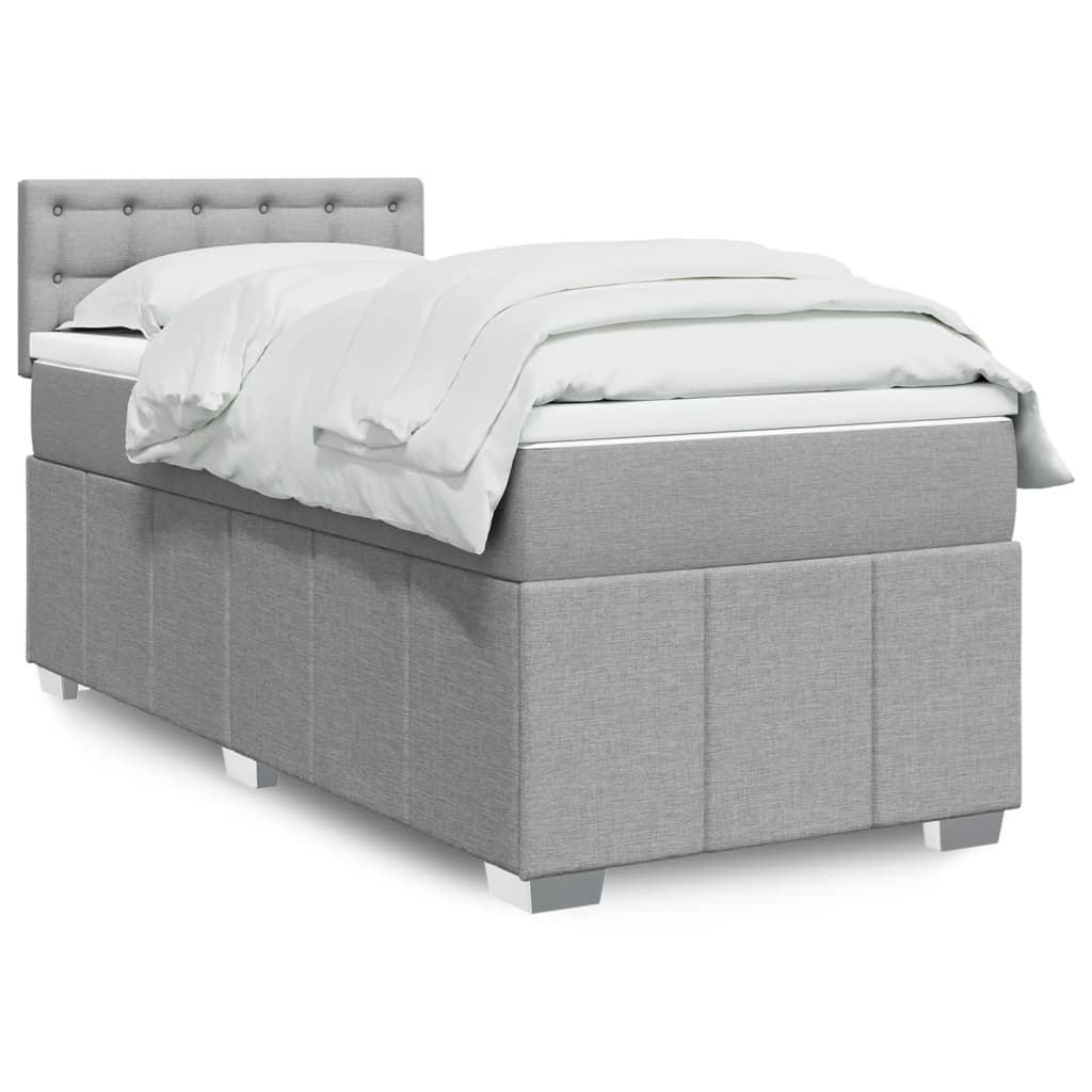 Boxspringbett Mit Matratze Stoff Hellgrau
