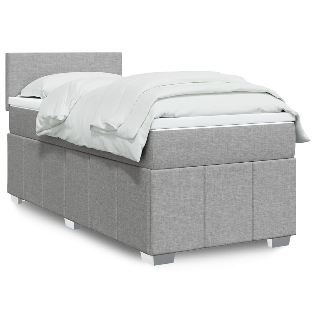 Boxspringbett Mit Matratze Stoff Hellgrau