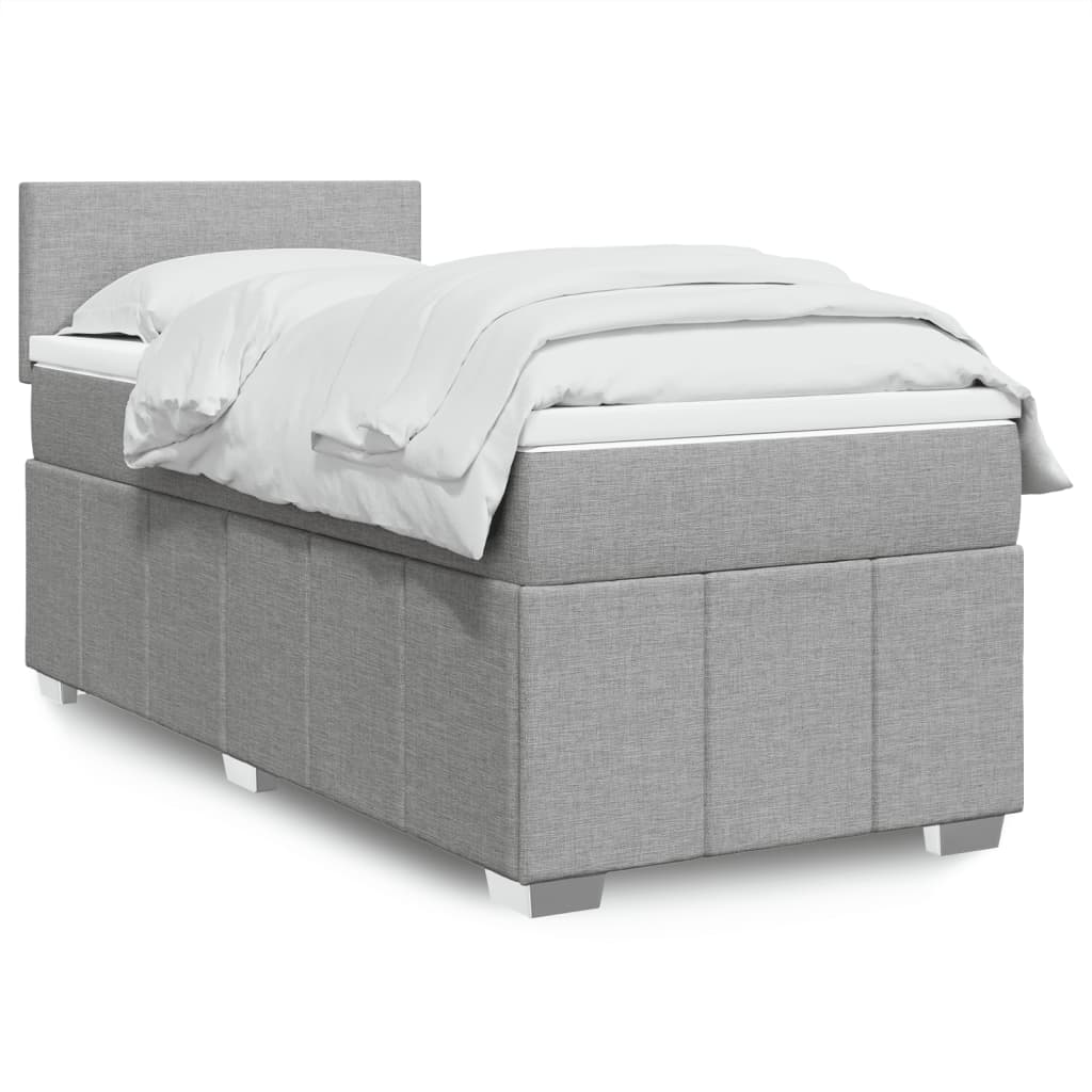 Boxspringbett Mit Matratze Stoff Hellgrau