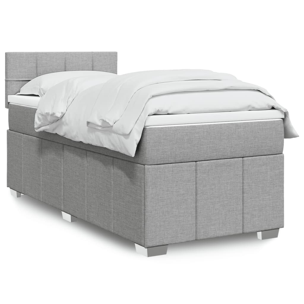 Boxspringbett Mit Matratze Stoff Hellgrau