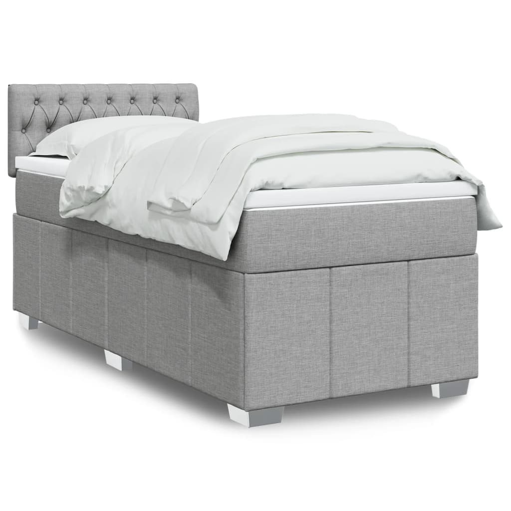 Boxspringbett Mit Matratze Stoff Hellgrau