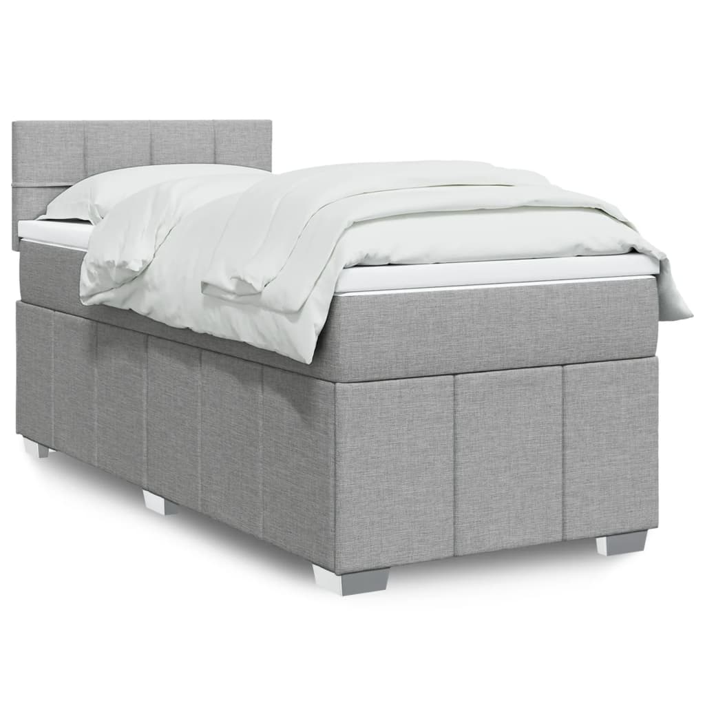 Boxspringbett Mit Matratze Stoff Hellgrau