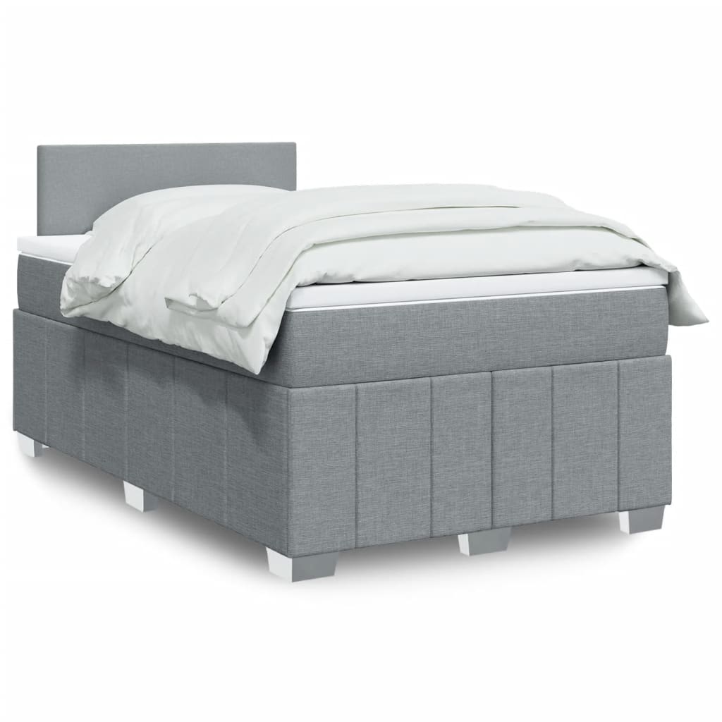Boxspringbett Mit Matratze Stoff Hellgrau