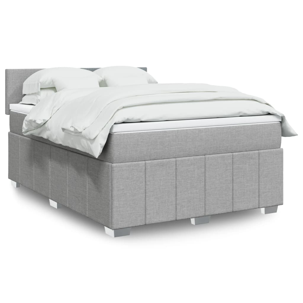 Boxspringbett Mit Matratze Stoff Hellgrau