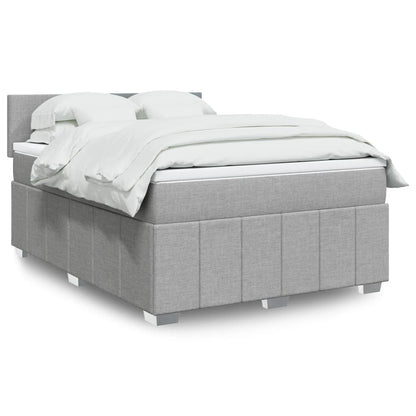 Boxspringbett Mit Matratze Stoff Hellgrau