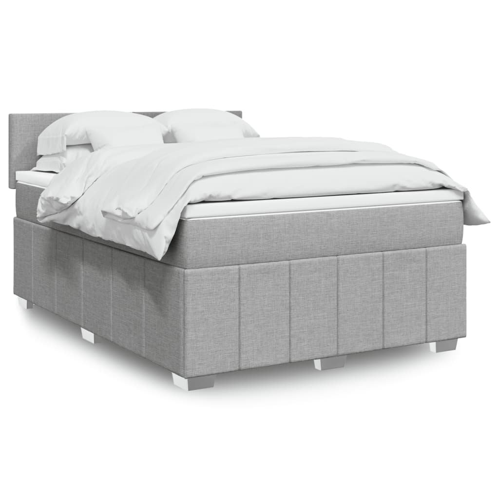 Boxspringbett Mit Matratze Stoff Hellgrau