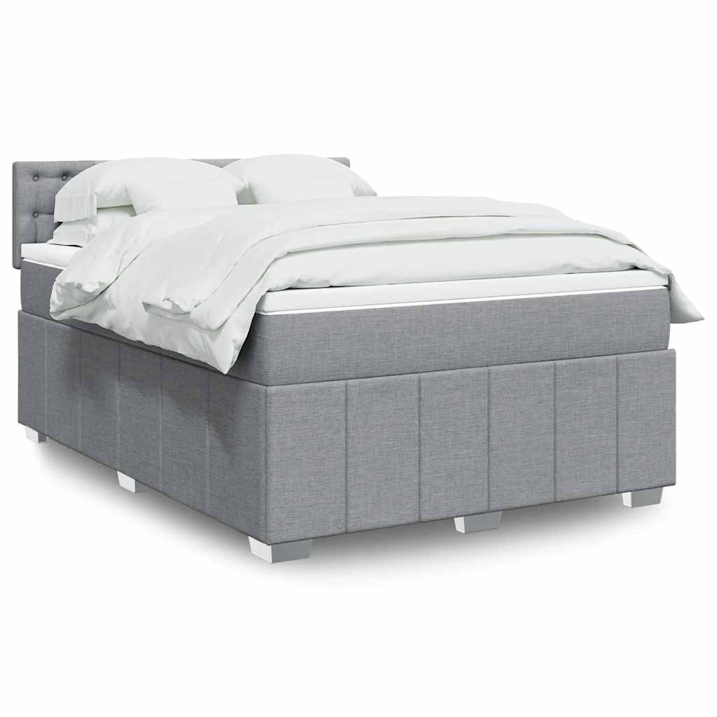 Boxspringbett Mit Matratze Stoff Hellgrau