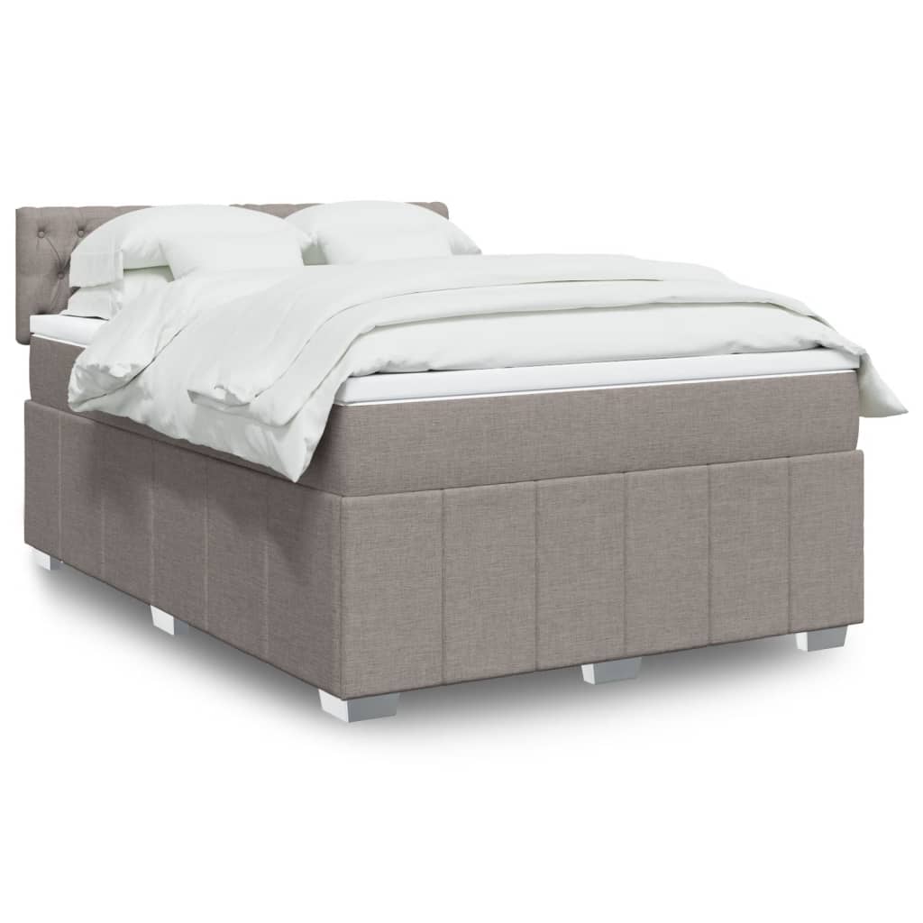 Boxspringbett Mit Matratze Stoff Taupe