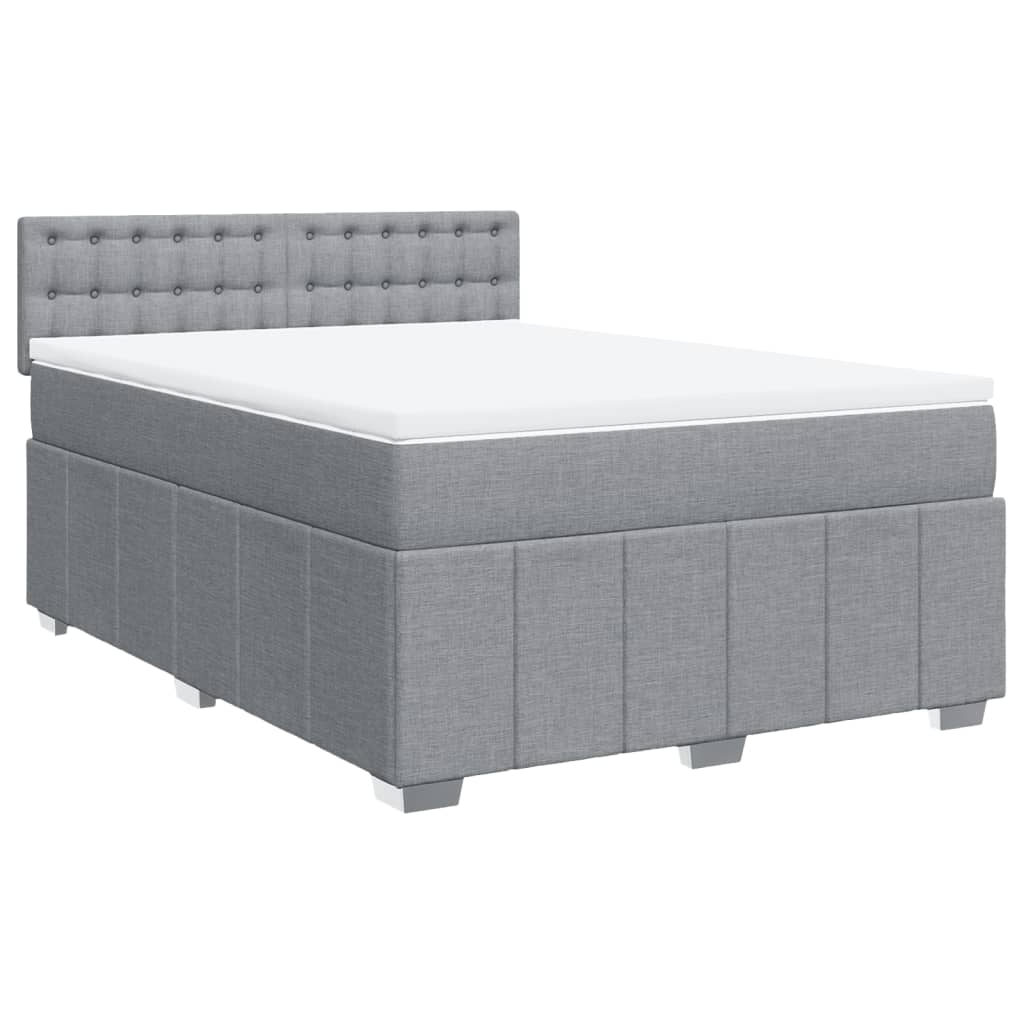 Boxspringbett Mit Matratze Stoff Hellgrau