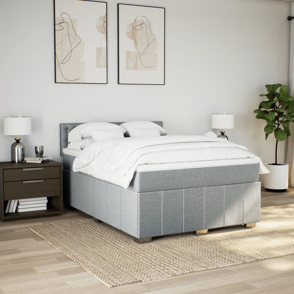 Boxspringbett Mit Matratze Stoff Hellgrau
