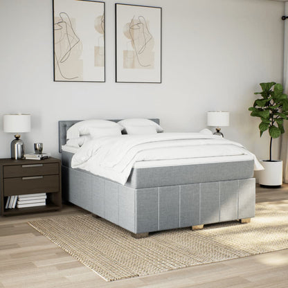 Boxspringbett Mit Matratze Stoff Hellgrau