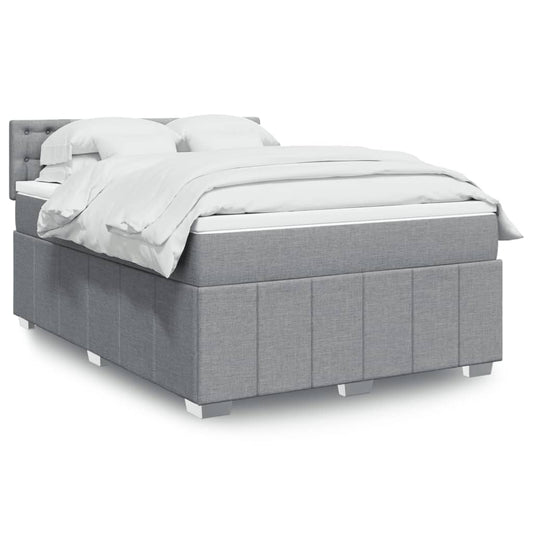 Boxspringbett Mit Matratze Stoff Hellgrau