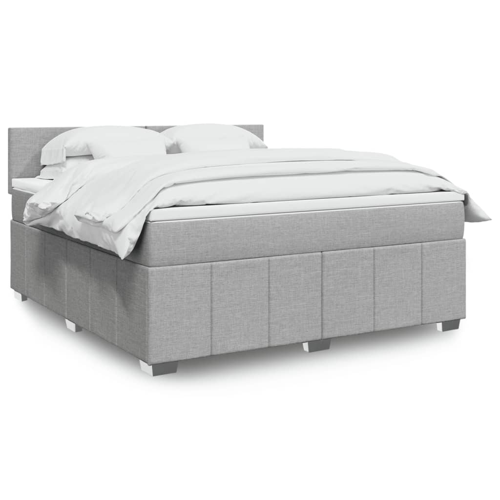 Boxspringbett Mit Matratze Stoff Hellgrau