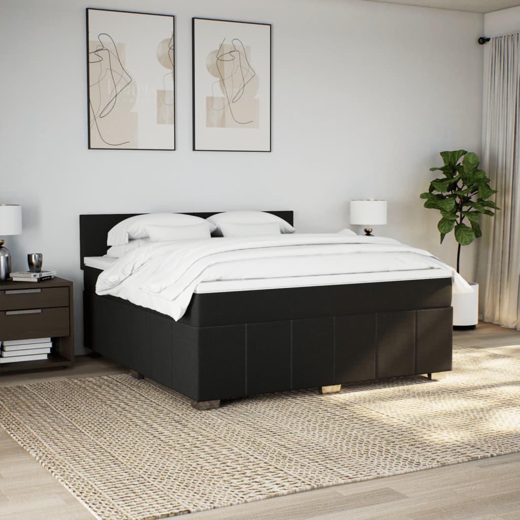 Boxspringbett Mit Matratze Stoff Schwarz