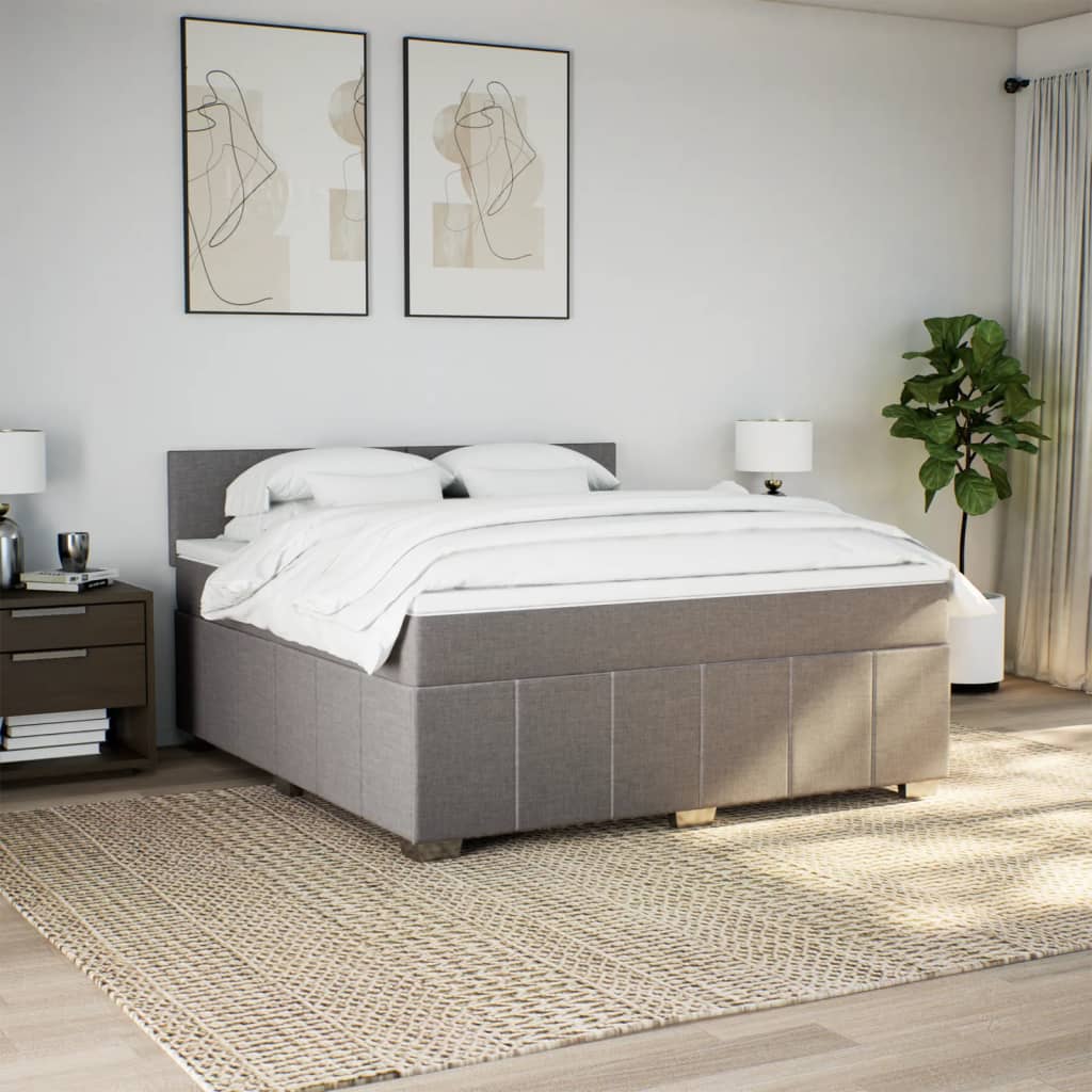 Boxspringbett Mit Matratze Stoff Taupe
