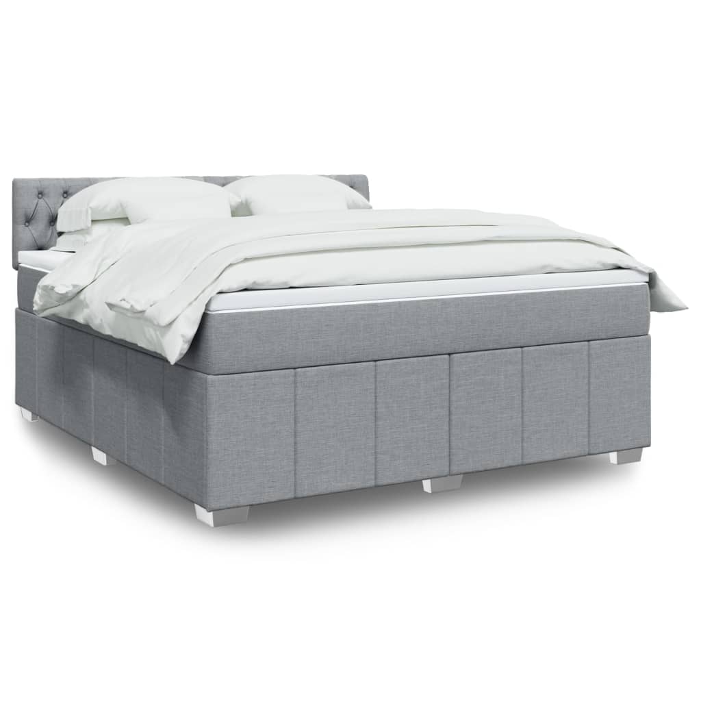 Boxspringbett Mit Matratze Stoff Hellgrau