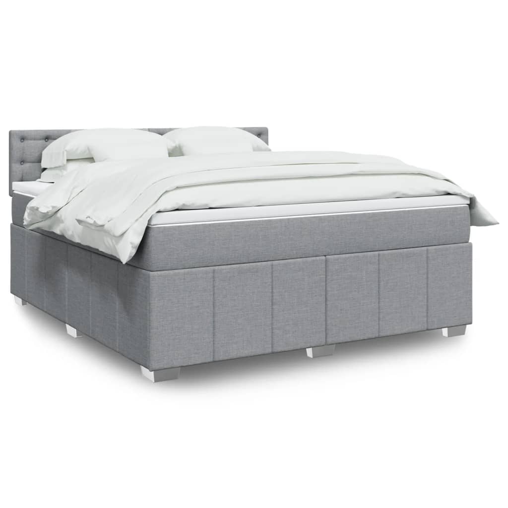 Boxspringbett Mit Matratze Stoff Hellgrau