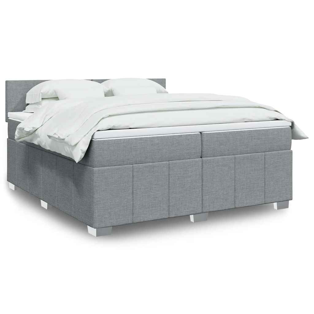 Boxspringbett Mit Matratze Stoff Hellgrau