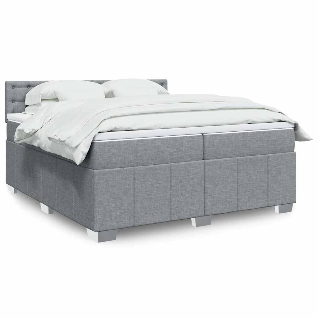 Boxspringbett Mit Matratze Stoff Hellgrau
