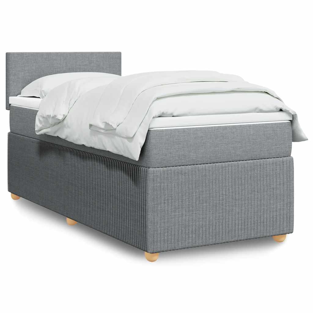 Boxspringbett Mit Matratze Stoff Hellgrau