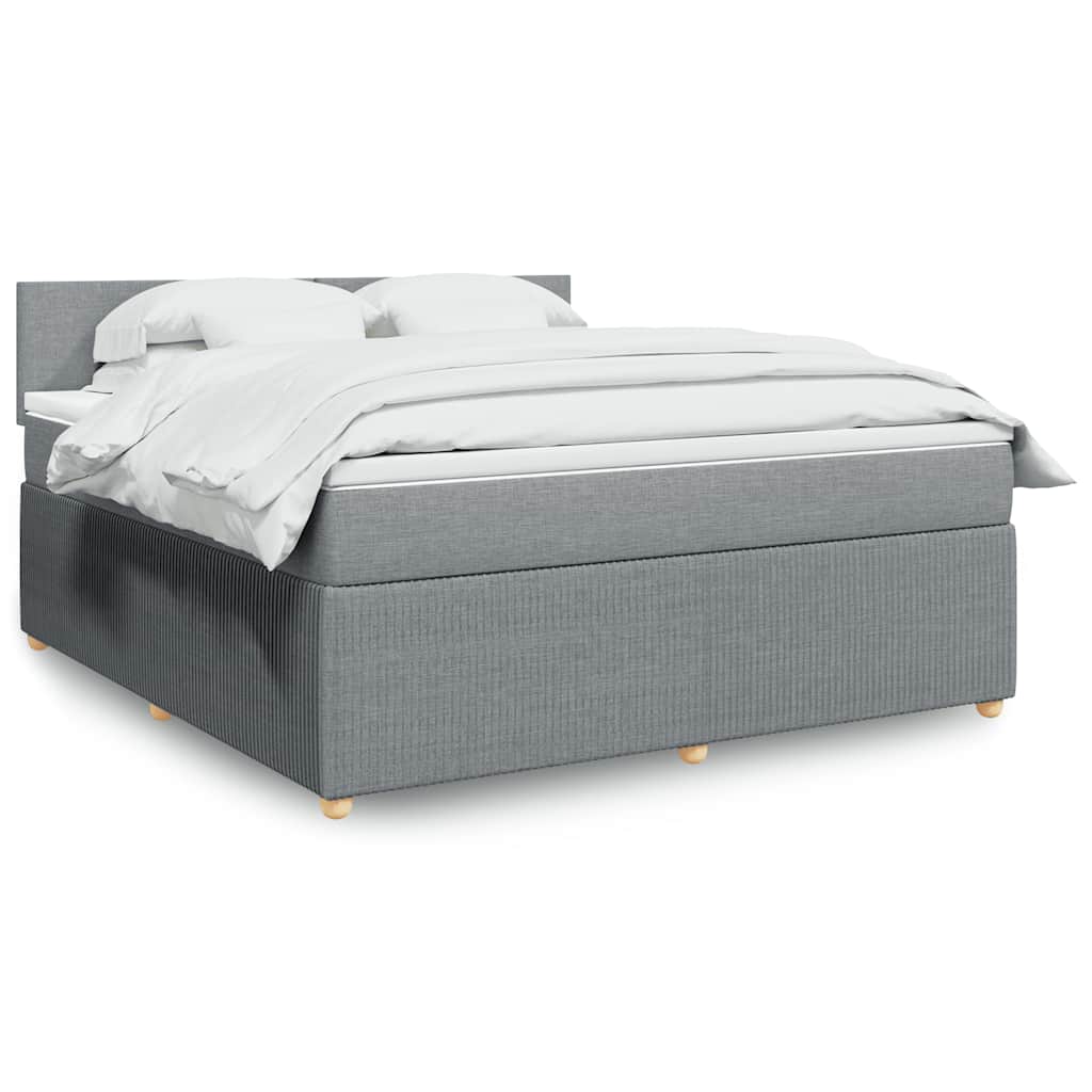 Boxspringbett Mit Matratze Stoff Hellgrau