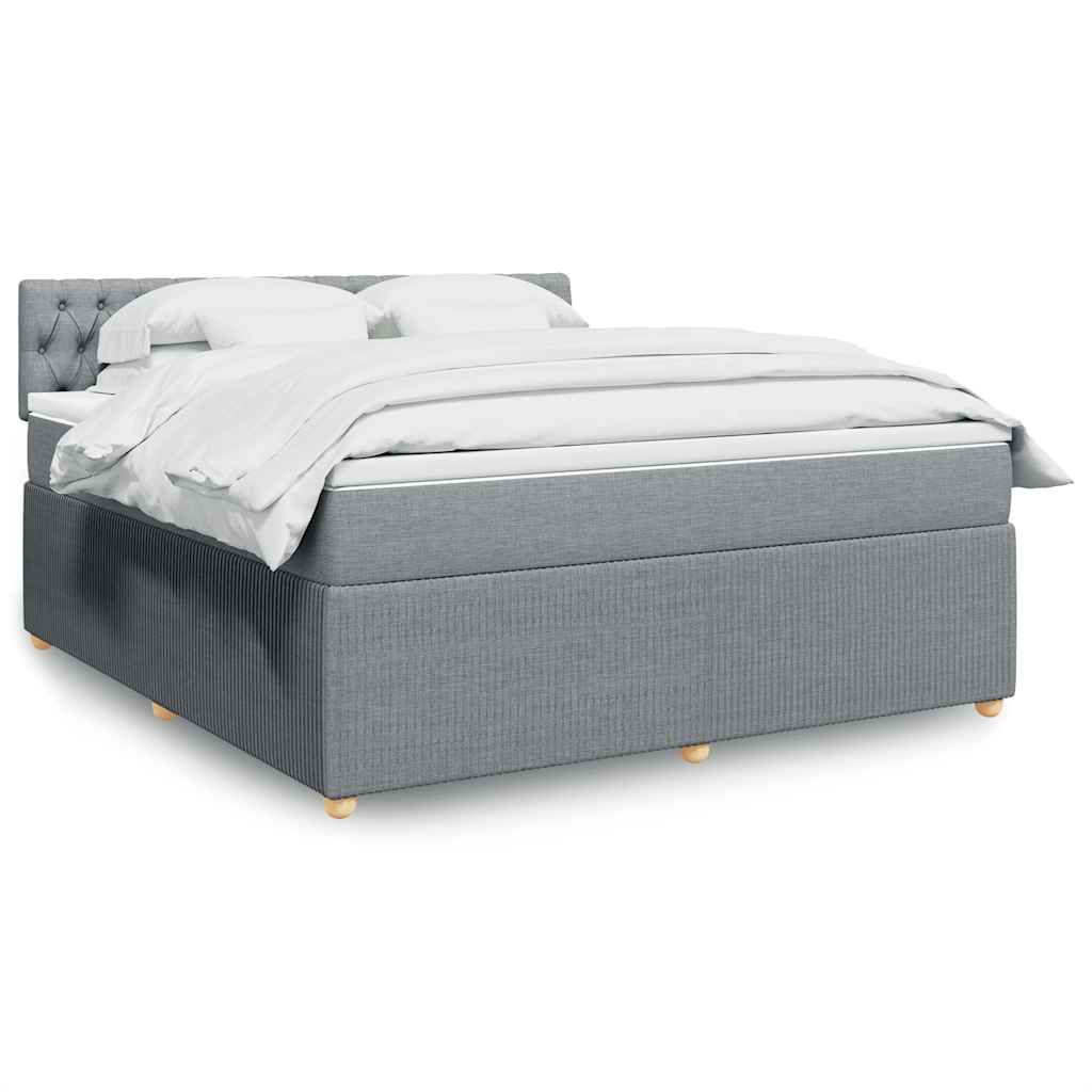 Boxspringbett Mit Matratze Stoff Hellgrau