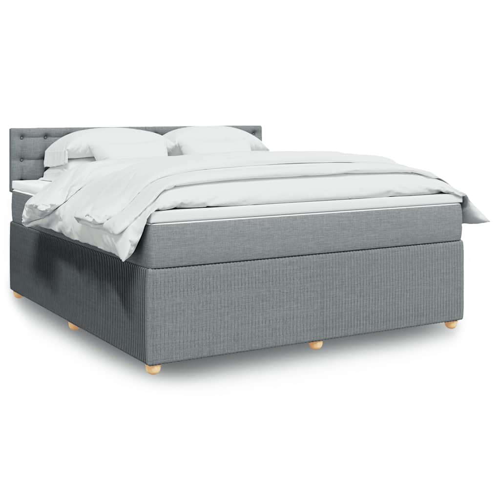 Boxspringbett Mit Matratze Stoff Hellgrau