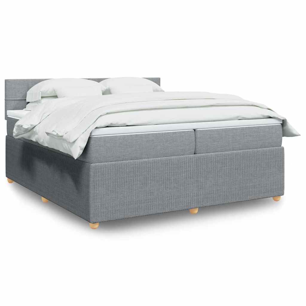 Boxspringbett Mit Matratze Stoff Hellgrau