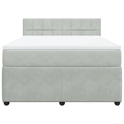 Boxspringbett Mit Matratze Samt Hellgrau