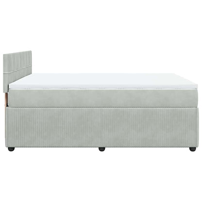 Boxspringbett Mit Matratze Samt Hellgrau