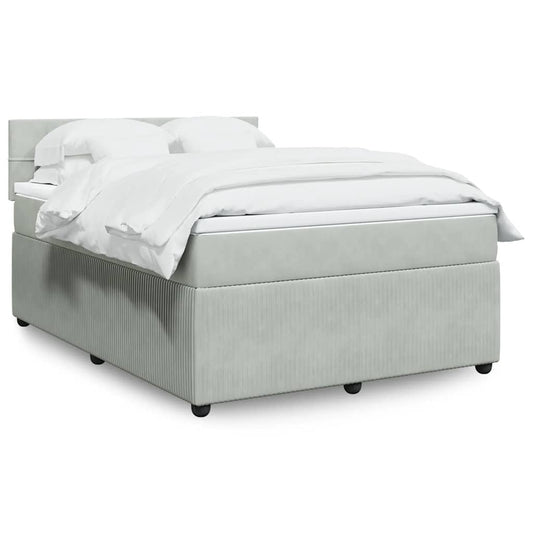 Boxspringbett Mit Matratze Samt Hellgrau