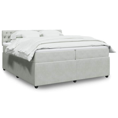 Boxspringbett Mit Matratze Samt Hellgrau