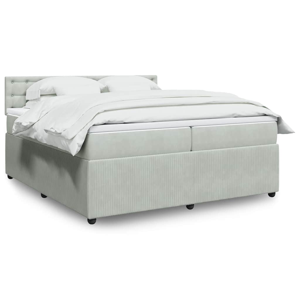 Boxspringbett Mit Matratze Samt Hellgrau