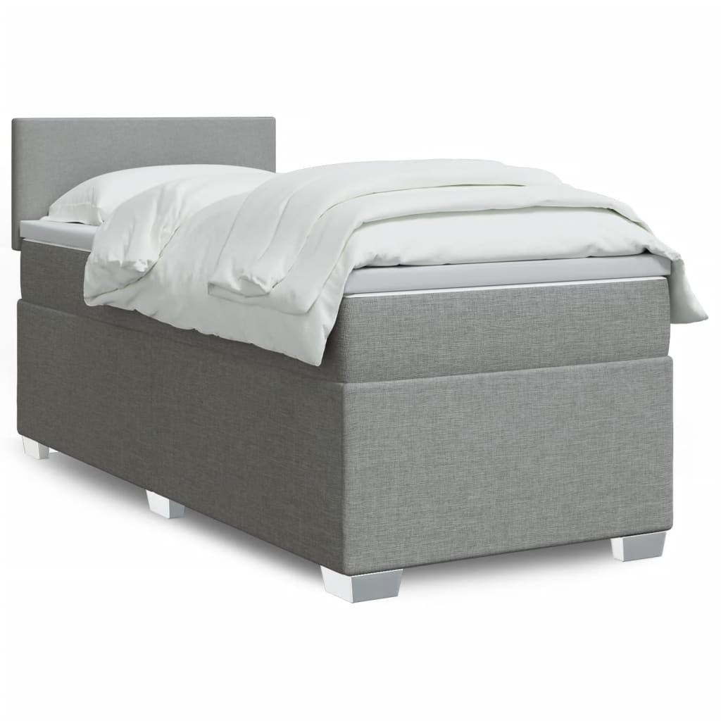 Boxspringbett Mit Matratze Stoff Hellgrau