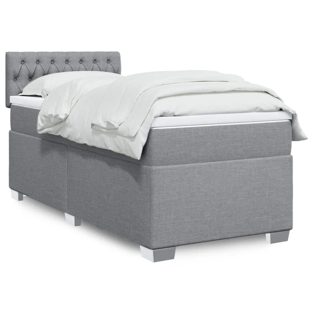 Boxspringbett Mit Matratze Stoff Hellgrau