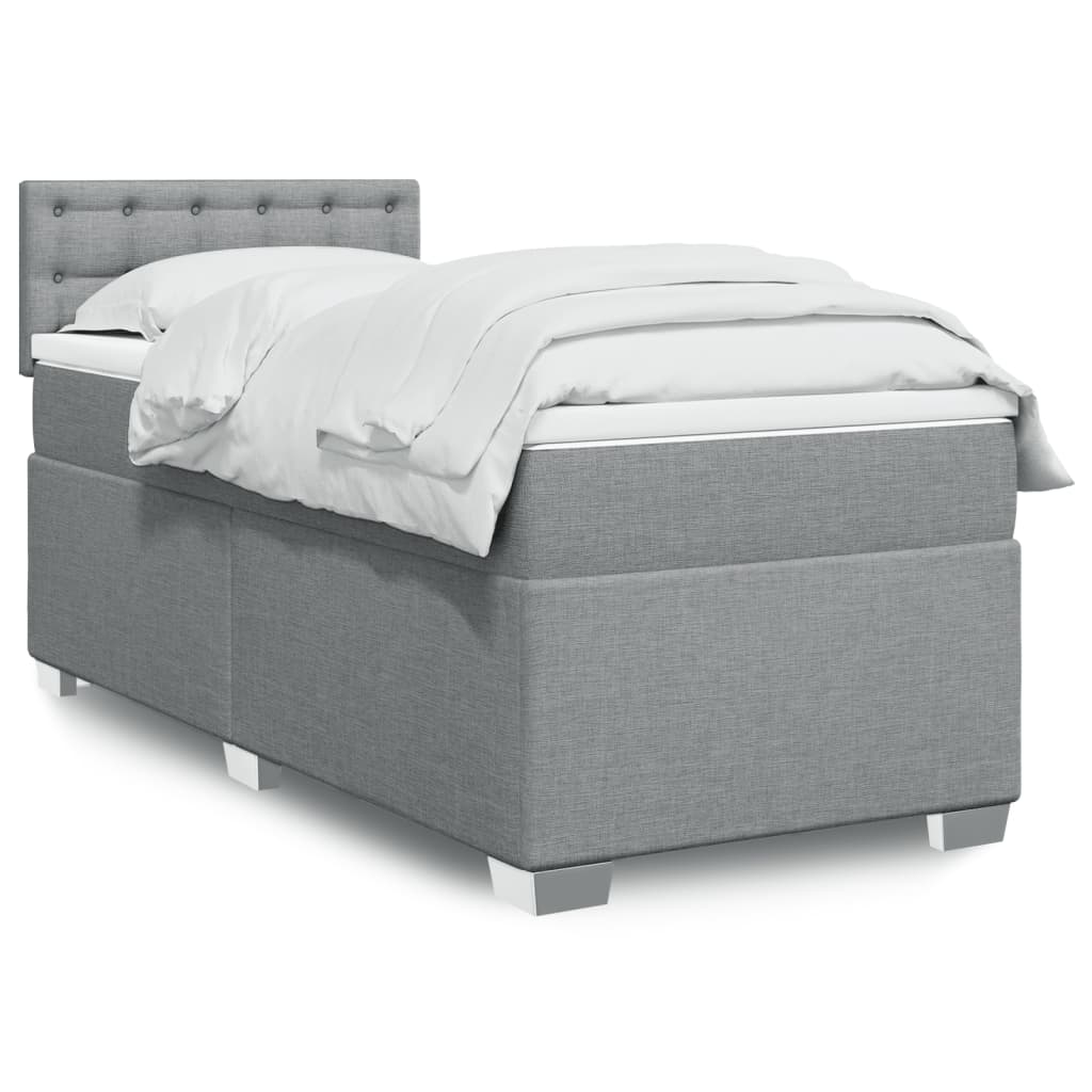 Boxspringbett Mit Matratze Stoff Hellgrau