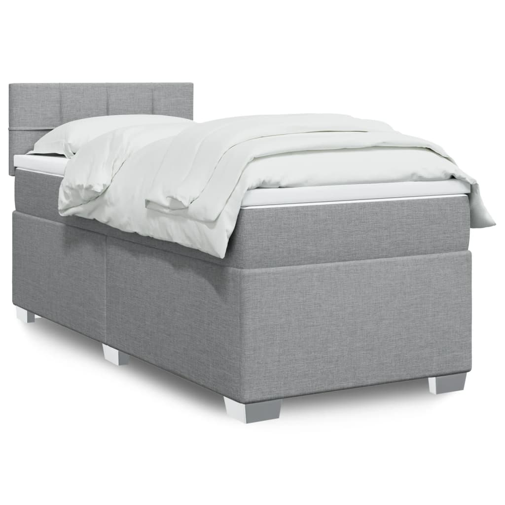 Boxspringbett Mit Matratze Stoff Hellgrau