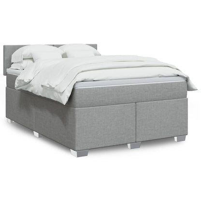 Boxspringbett Mit Matratze Stoff Hellgrau