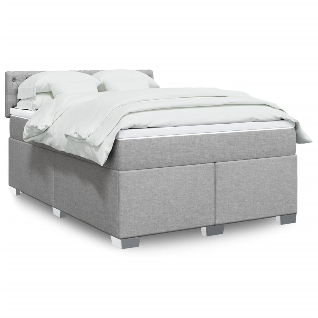Boxspringbett Mit Matratze Stoff Hellgrau