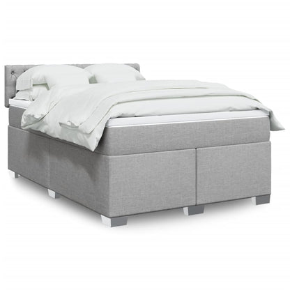 Boxspringbett Mit Matratze Stoff Hellgrau