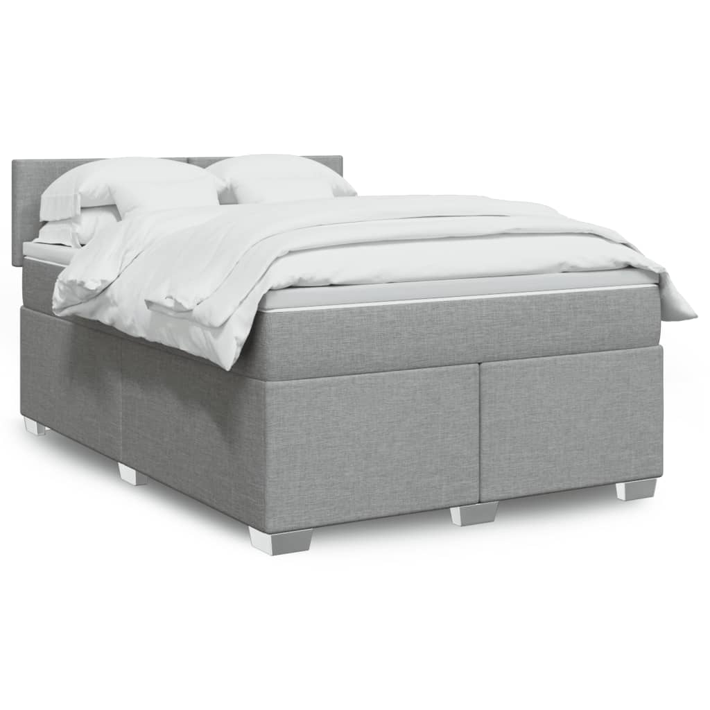 Boxspringbett Mit Matratze Stoff Hellgrau