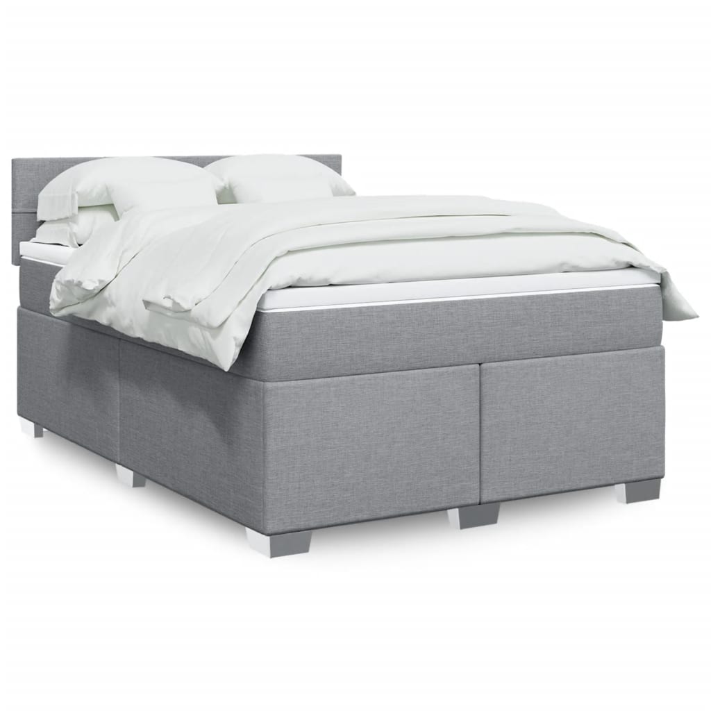 Boxspringbett Mit Matratze Stoff Hellgrau