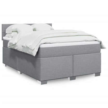 Boxspringbett Mit Matratze Stoff Hellgrau