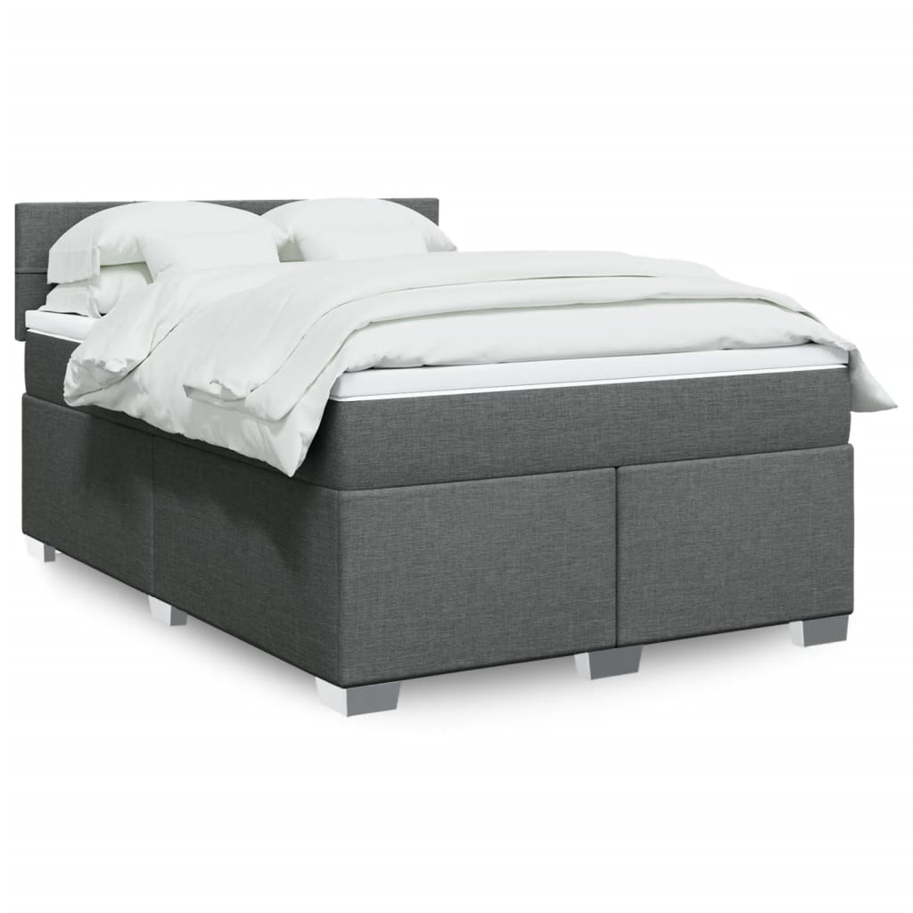 Boxspringbett Mit Matratze Stoff Dunkelgrau