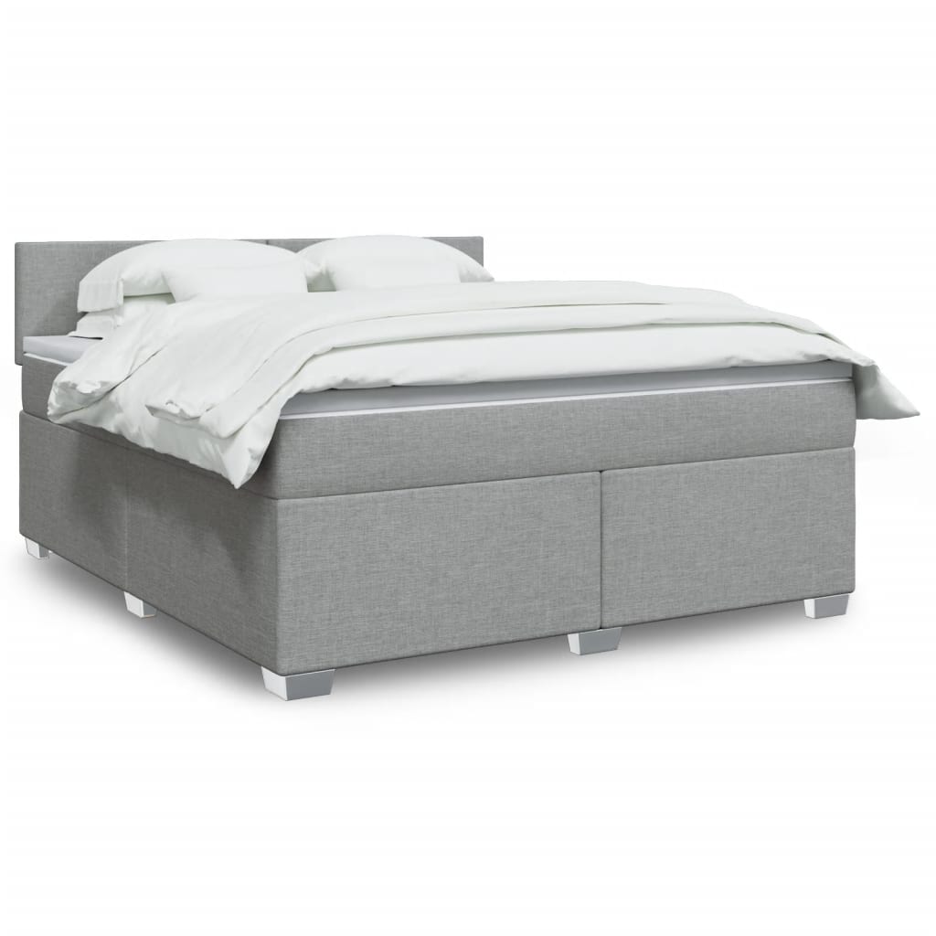 Boxspringbett Mit Matratze Stoff Hellgrau