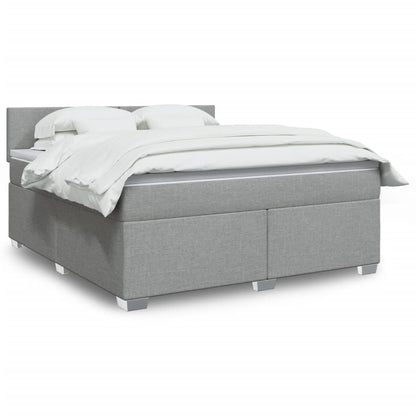 Boxspringbett Mit Matratze Stoff Hellgrau