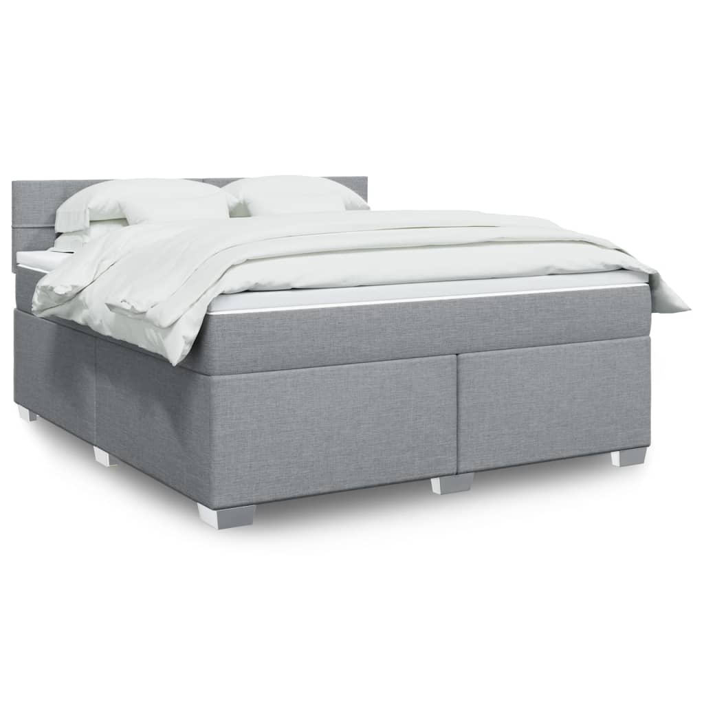 Boxspringbett Mit Matratze Stoff Hellgrau