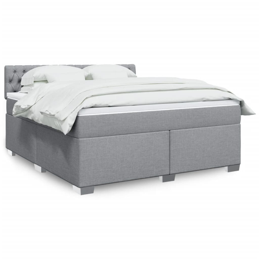 Boxspringbett Mit Matratze Stoff Hellgrau