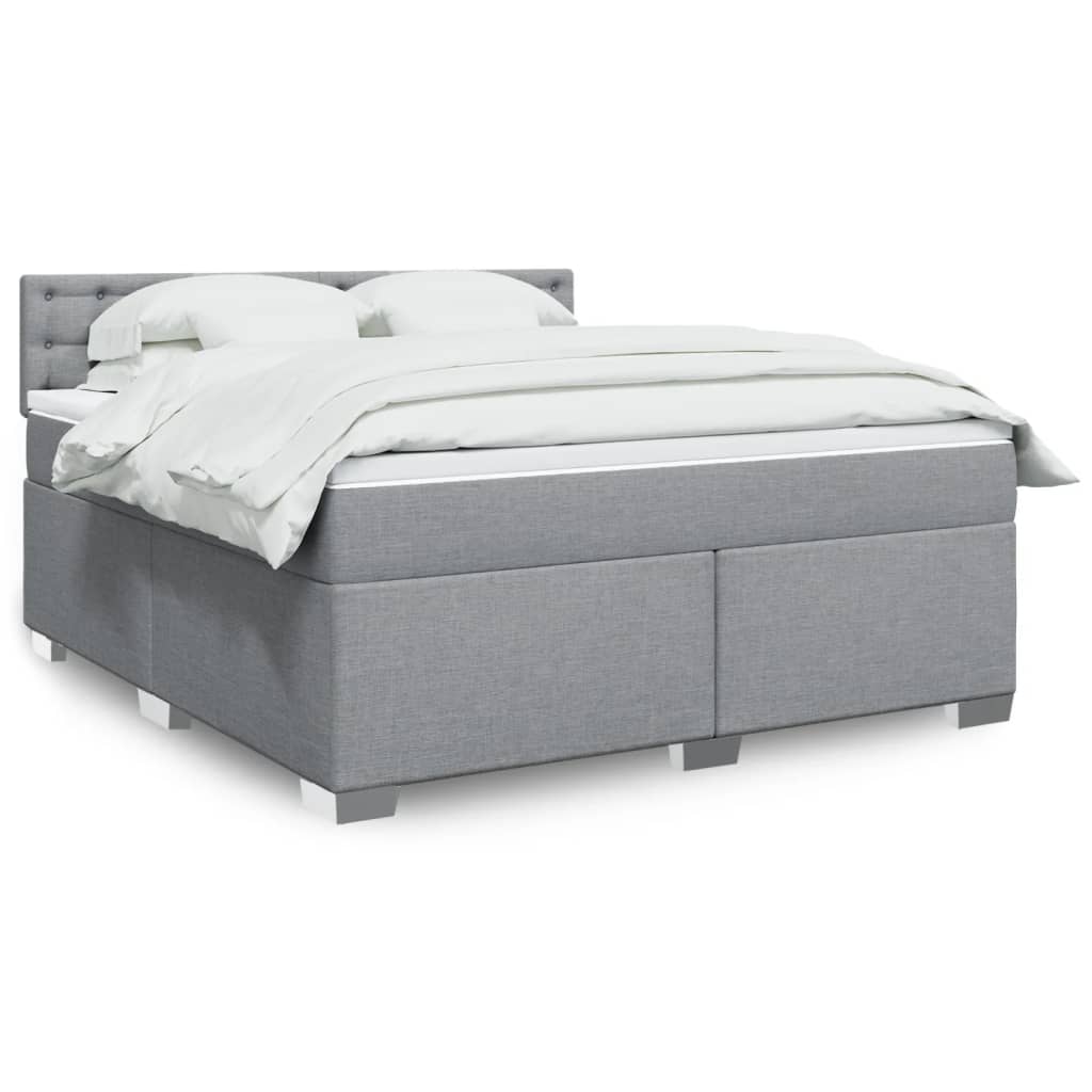 Boxspringbett Mit Matratze Stoff Hellgrau