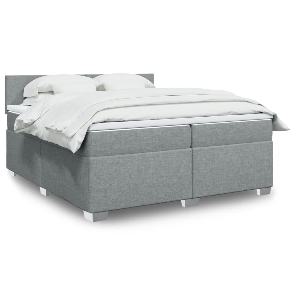 Boxspringbett Mit Matratze Stoff Hellgrau